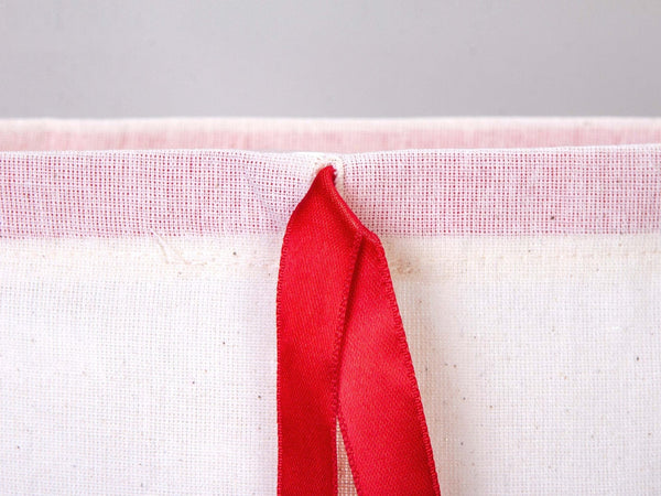 Personalized Drawstring Pouches with Red Ribbon - 12"W x 16"H (30 x 40 cm) — personalized view | Pamusan