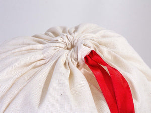 Personalized Drawstring Pouches with Red Ribbon - 12"W x 16"H (30 x 40 cm) — personalized view | Pamusan