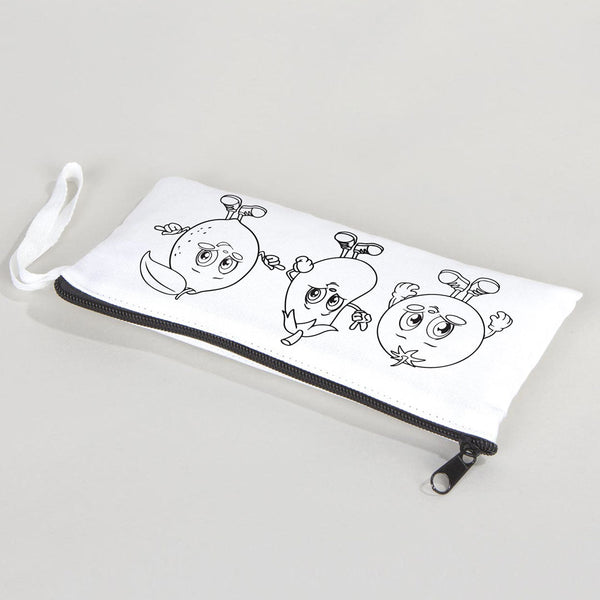 Dyeable Fabric Pencil Case 8" W x 4" H (21cm x 10cm) - Cheerful Vegetables - Pamusan.com