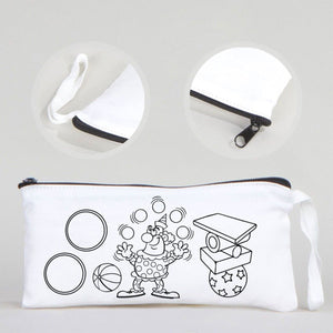 Dyeable Fabric Pencil Case 8" W x 4" H (21cm x 10cm) - Clown - Pamusan.com
