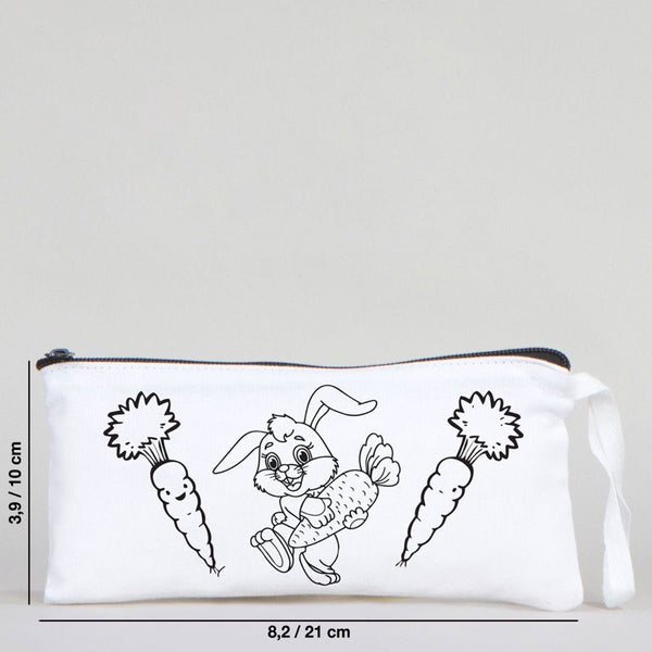 Dyeable Fabric Pencil Case 8" W x 4" H (21cm x 10cm) - Little Bunny - Pamusan.com
