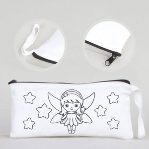 Dyeable Fabric Pencil Case 8" W x 4" H (21cm x 10cm) - Little Fairy - Pamusan.com
