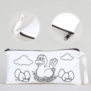 Dyeable Fabric Pencil Case - 8" W x 4" H (21cm x 10cm) - Mother Bird - Pamusan.com