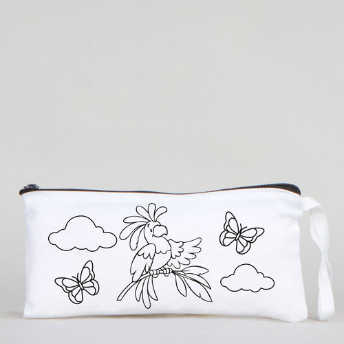 Dyeable Fabric Pencil Case 8" W x 4" H (21cm x 10cm) - Parrot - Pamusan.com