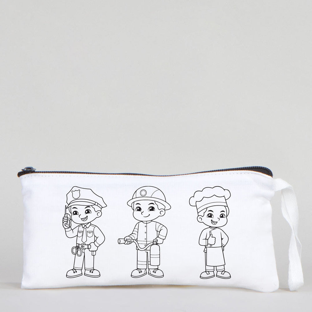Dyeable Fabric Pencil Case 8" W x 4" H (21cm x 10cm) - Professions - Pamusan.com