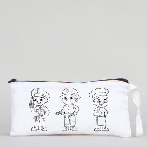 Dyeable Fabric Pencil Case 8" W x 4" H (21cm x 10cm) - Professions - Pamusan.com