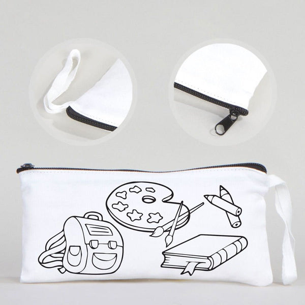 Dyeable Fabric Pencil Case - 8" W x 4" H (21cm x 10cm) School Tool - Pamusan.com