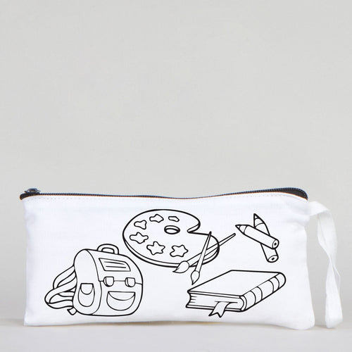 Dyeable Fabric Pencil Case - 8" W x 4" H (21cm x 10cm) School Tool - Pamusan.com