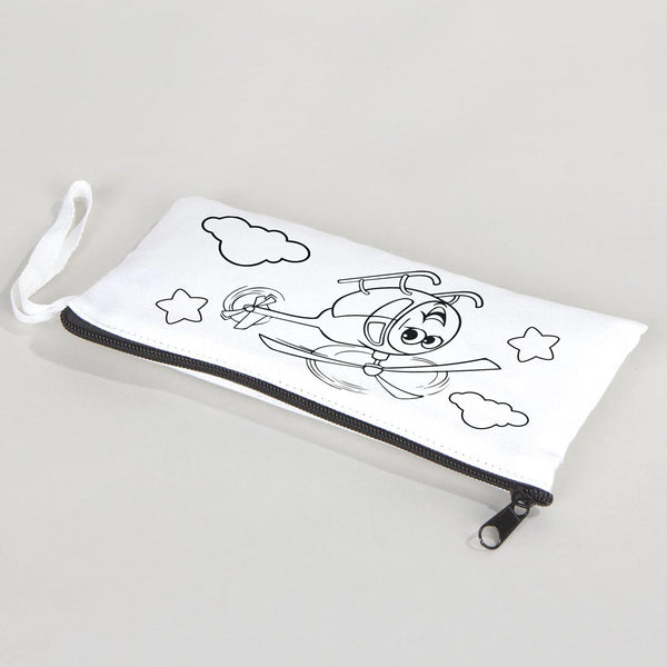 Dyeable Fabric Pencil Case 8" W x 4" H (21cm x 10cm) - Sweet Helicopter - Pamusan.com