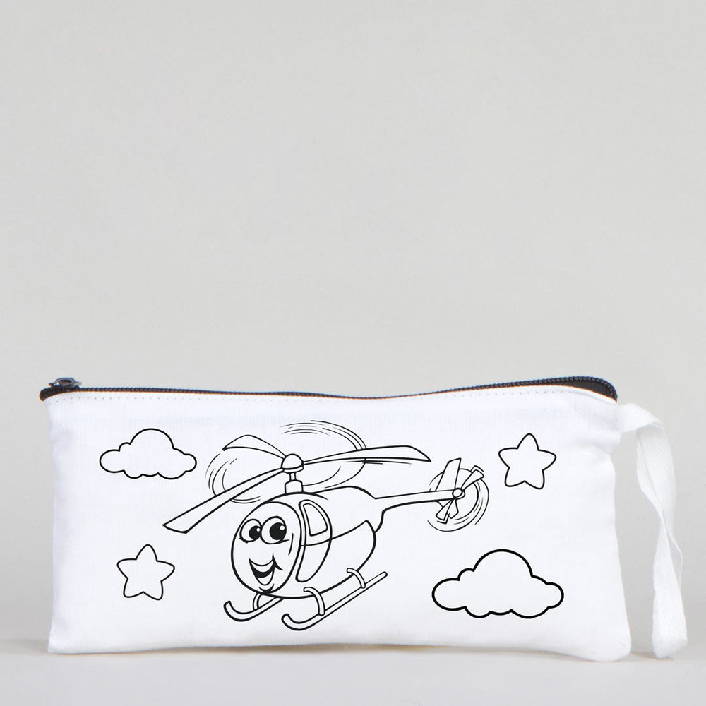 Dyeable Fabric Pencil Case 8" W x 4" H (21cm x 10cm) - Sweet Helicopter - Pamusan.com