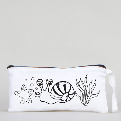Dyeable Fabric Pencil Case 8" W x 4" H (21cm x 10cm) - Sweet Snail - Pamusan.com