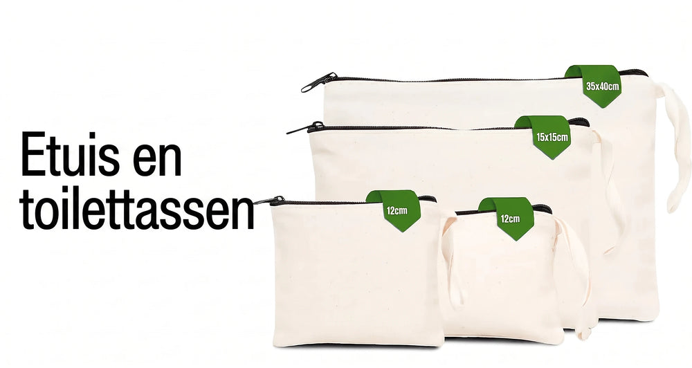 Katoenen etuis en toilettassen in meerdere maten