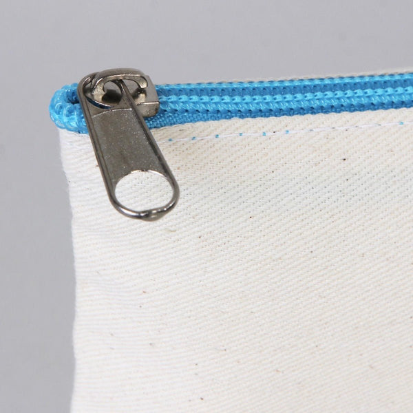 Fabric Pencil Case – 8"x4" Turquoise Zippered Cotton Pouch - Pamusan.com
