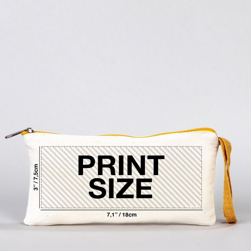 Fabric Pencil Case – 8"x4" Yellow Zippered Cotton Pouch (Personalized) - Pamusan.com