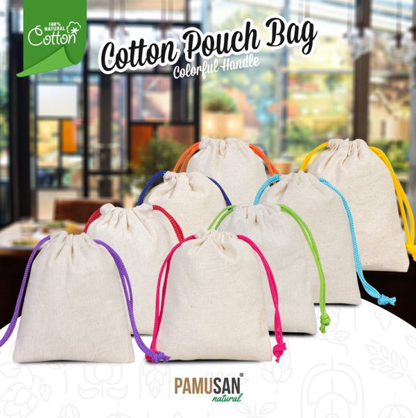 Fabric Pouch 4" W x 5" H (10 cm x 13 cm) - Yellow Handle (Customize) - Pamusan.com