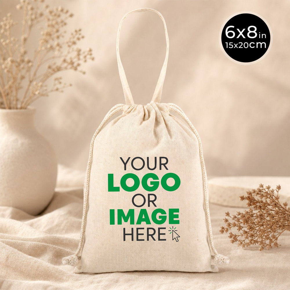 Fabric Pouch 6" W x 8" H (15.5 cm x 20 cm) - Short Handle (Customize) - Pamusan.com