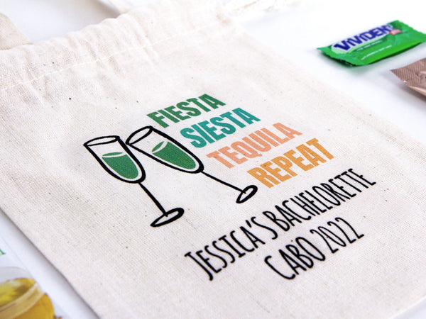 Let's Party! Hangover Kit Pouch 6x8" | Bachelorette Event Bag — print detail | Pamusan