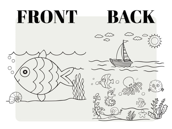 Fish Coloring Drawstring Bag for Kids – Cotton Backpack for Crafts — back view | Pamusan