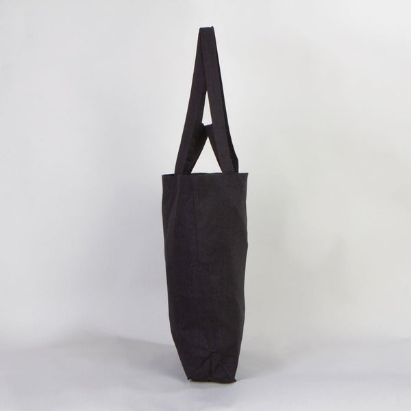 Foldable Cotton Shopping Bag with Black Clutch – 19" × 16" × 4" (48 × 41 × 10 cm) - 4 oz - Pamusan.com