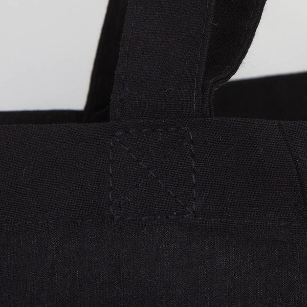 Foldable Cotton Shopping Bag with Black Clutch – 19" × 16" × 4" (48 × 41 × 10 cm) - 4 oz - Pamusan.com