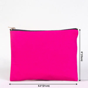 Fuchsia Cotton Clutch Bag – 8"x6" Reusable Cosmetic & Makeup Pouch - Pamusan.com