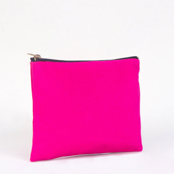 Fuchsia Cotton Clutch Bag – 8"x6" Reusable Cosmetic & Makeup Pouch - Pamusan.com