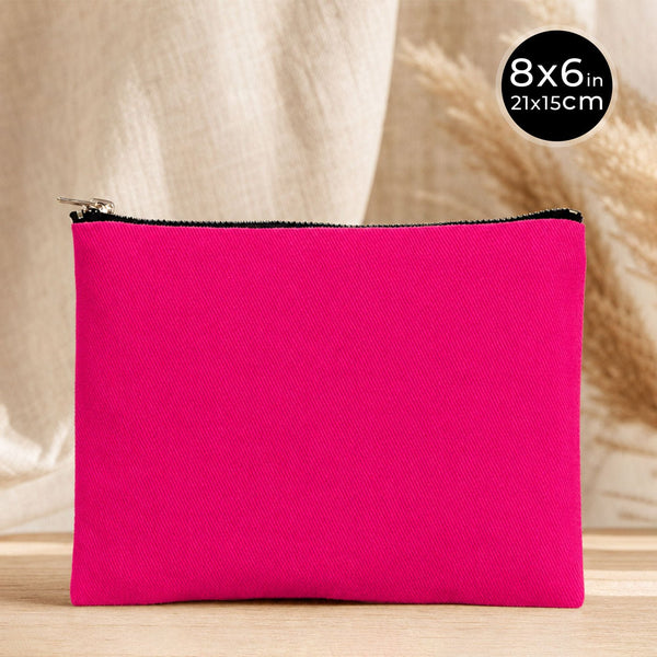 Fuchsia Cotton Clutch Bag – 8"x6" Reusable Cosmetic & Makeup Pouch - Pamusan.com