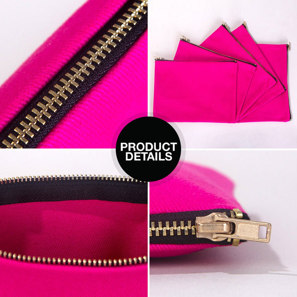 Fuchsia Cotton Clutch Bag – 8"x6" Reusable Cosmetic & Makeup Pouch - Pamusan.com