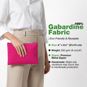 Fuchsia Cotton Clutch Bag – 8"x6" Reusable Cosmetic & Makeup Pouch - Pamusan.com