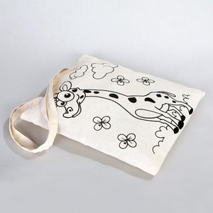 Fun Activity Set | 4 Double - Sided Colorable Totes/ Pencil Pouch 14"x16" / Fabric Marker - Pamusan.com