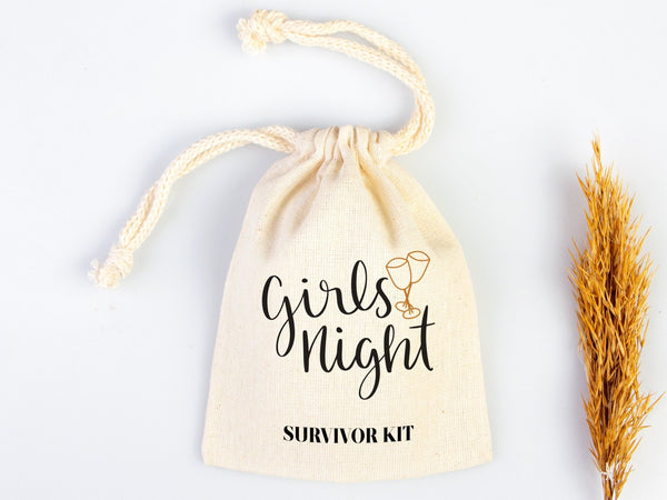 Girl's Night Survivor Kit, Oh Shit Kit Hangover Bag, Recovery Bags, Custom with Your Name or Design | Pamusan