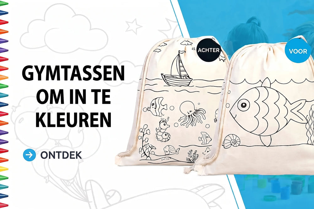 Gymtassen met trekkoord om in te kleuren
