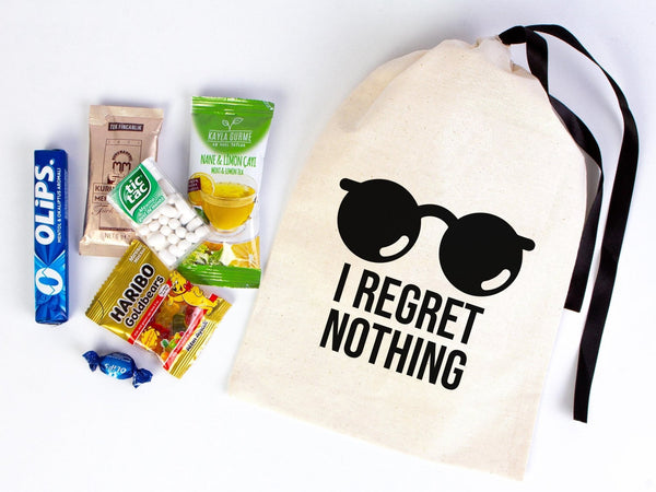 Hangover Bags with Black Ribbon - 2 Different Sizes - Wedding Recovery Kit — back view | Pamusan