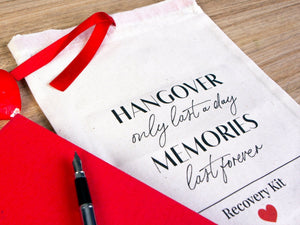 Hangover Only Last A Day Memories Last Forever Bachelorette Bags — lifestyle view | Pamusan