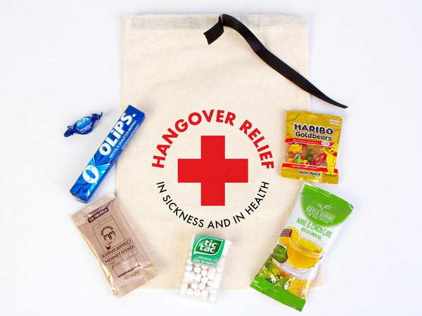 Hangover bags with Black Ribbon, Wedding Recovery Kit Party bags — back view | Pamusan