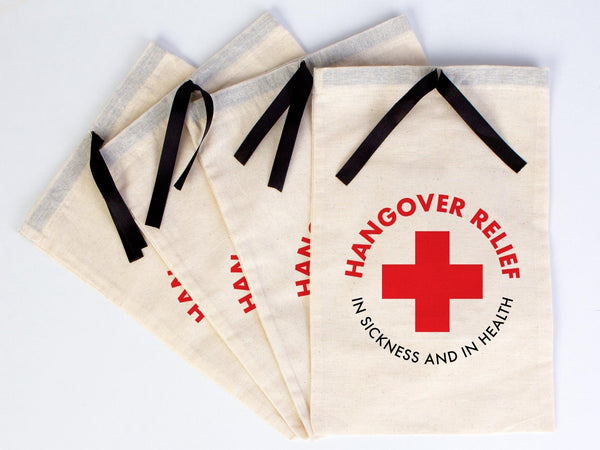 Hangover bags with Black Ribbon, Wedding Recovery Kit Party bags — detail view | Pamusan