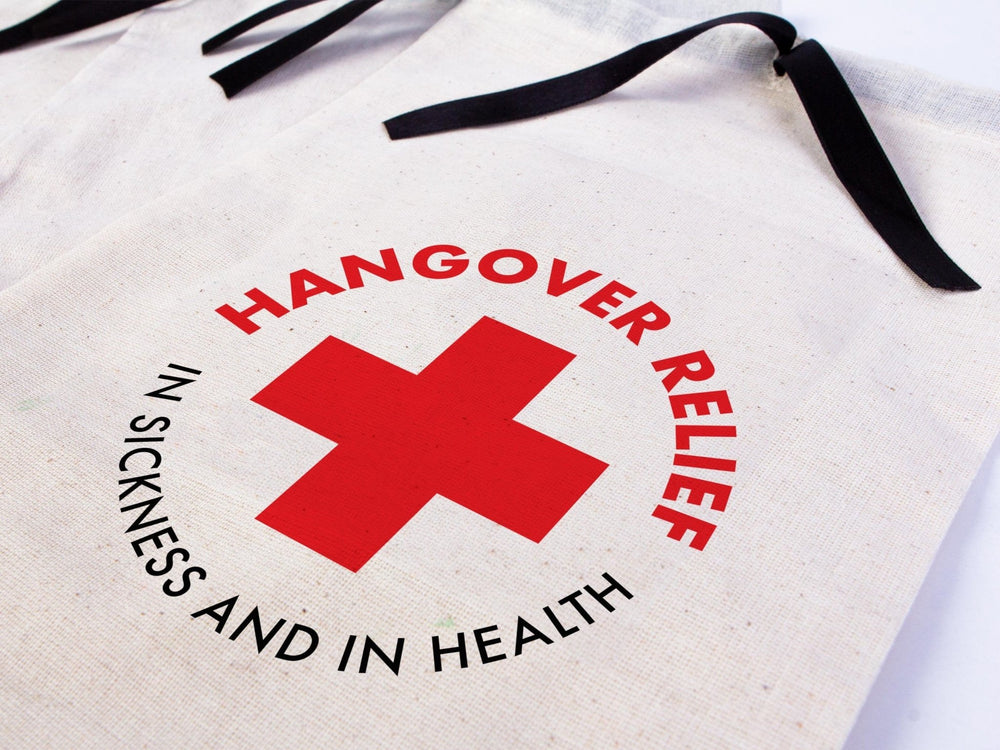 Hangover bags with Black Ribbon, Wedding Recovery Kit Party bags | Pamusan
