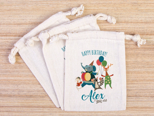 Happy 1st Birthday Favor Bags – Personalized Kids Party Goodie Bags — custom print | Pamusan