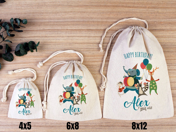 Happy 1st Birthday Favor Bags – Personalized Kids Party Goodie Bags — custom print | Pamusan