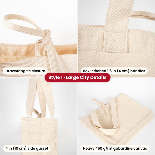 Canvas tas Oud en Nieuw – tote bags in 3 modellen, 9 ontwerpen Happy New Year 2027: Large City 45 × 35 × 10 cm, rode hengsels 45 × 35 × 8 cm of rode rand 40 × 35 × 12 cm - Pamusan.nl