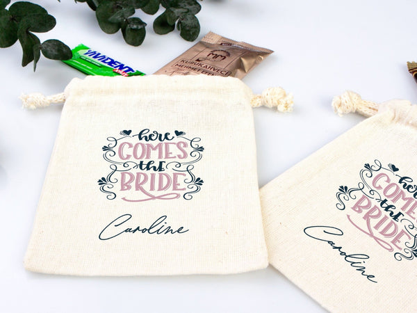 Bride Hangover Kit Bags – Custom “Here Comes the Bride” Recovery Bags for Bachelorette Party & Wedding Survival Kit | Pamusan
