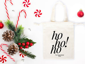 Ho Ho Ho Christmas Pouch Bags – Personalized Cotton Gift Bags for Family or Company | Add Your Logo & Text | Pamusan