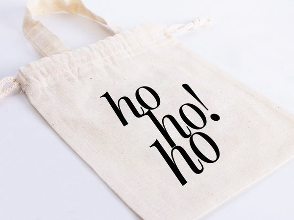 Ho Ho Ho Christmas Pouch Bags – Personalized Cotton Gift Bags for Family or Company | Add Your Logo & Text | Pamusan