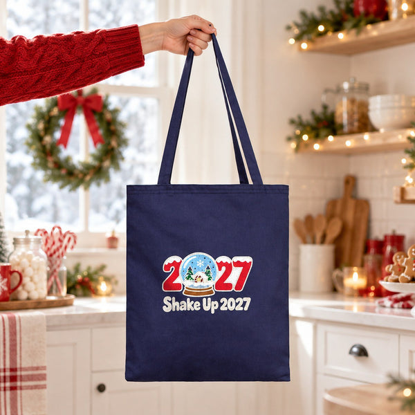 Herbruikbare kerstcadeautassen van stof – katoenen tote bags 35 × 40 cm in groen, geel of marineblauw, 9 ontwerpen voor Kerst & Nieuwjaar 2027 - Pamusan.nl