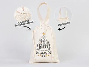 Holly Jolly Bags 6"W x 8"H (15.5 cm x 20 cm) Custom Family or Company Bags, Add Logo & Text, - Pamusan.com