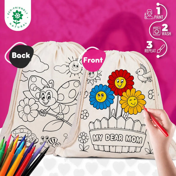 Honey Mommy Colorable Rope Drawstring Backpack 35×40 cm (14×16 in) Customizable - Pamusan.com