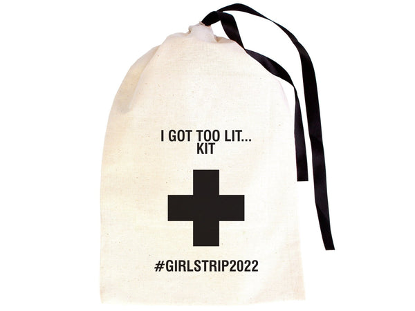 I Got Too Lit Hangover Kit Bag – Custom Wedding & Party Favor — print detail | Pamusan