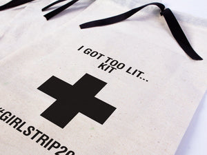 I Got Too Lit Hangover Kit Bag – Custom Wedding & Party Favor — print detail | Pamusan