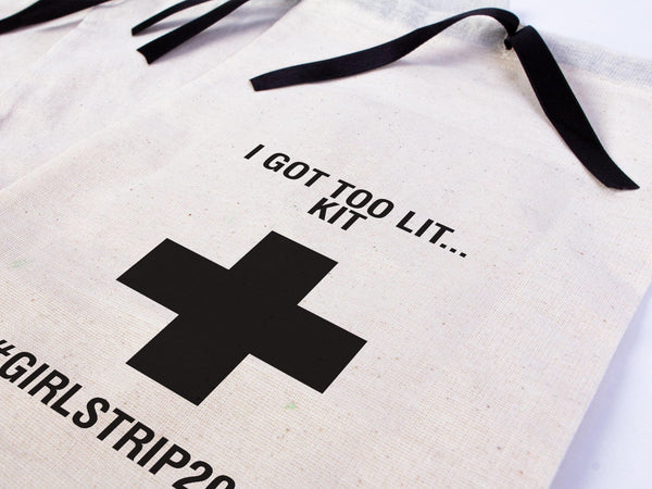 I Got Too Lit Hangover Kit Bag – Custom Wedding & Party Favor — print detail | Pamusan