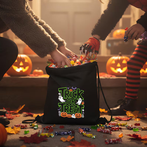 Personalized Halloween Drawstring Candy Bags with 12 Designs - View 2